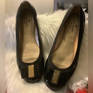 KATE SPADE Women’s Black Leather Round Toe Slip On Ballet Flats Size 8